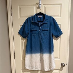 Blue and White Ombre Shirt Dress